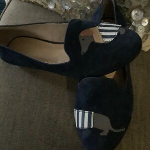 Talbots Dark Blue Loafers with Striped Animal Accent